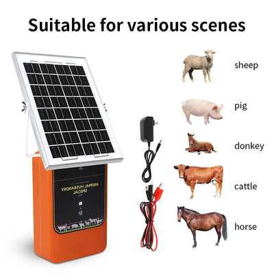 Électrificateur de Clôture Solaire 10 km 12 kV 1,2 J 12V 6 Ah