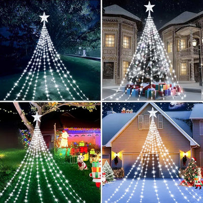 Guirlande Solaire Sapin de Noël 8 Modes LED en Cascade