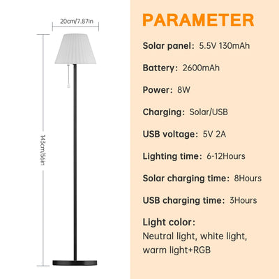 Lampadaire Solaire Extérieur Sans Fil avec Capteur de Lumière