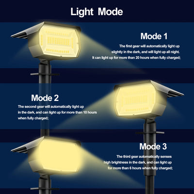 Projecteur Solaire LED Paysage 3 Modes Jardin Cour