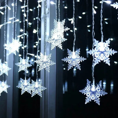 Rideau Lumineux Solaire Flocons et Glaçons LED Noël