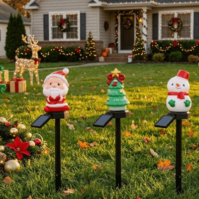 Lampe Solaire Noël Sapin Père Noël et Bonhomme Étanche