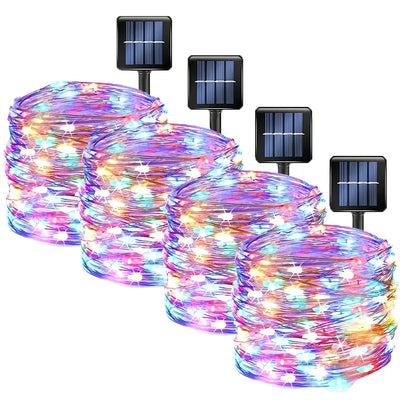 Guirlande Solaire Fil de Cuivre 8 Modes Étanche Noël