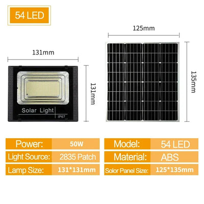 Projecteur Solaire LED 500W Extérieur Étanche Télécommande