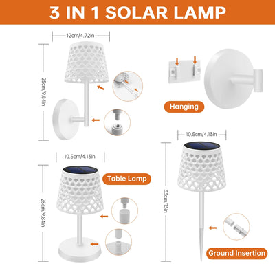 Lampe Solaire de Table LED Étanche 3-en-1 Sans Fil Extérieur