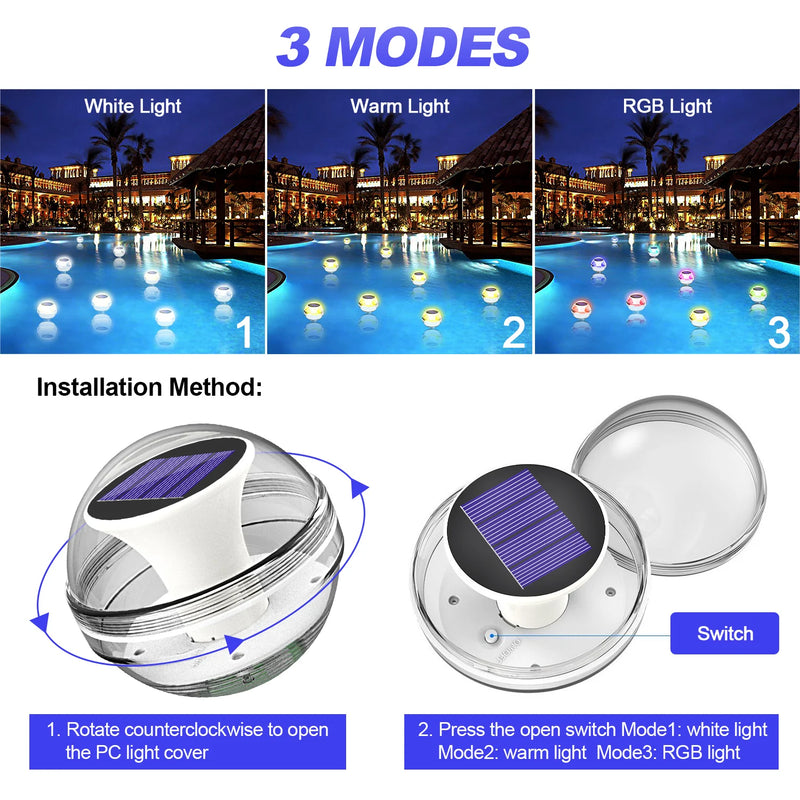 Lampe LED solaire flottante RVB pour piscine