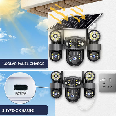 Caméra de Surveillance Extérieure 4G Solaire PTZ Zoom 10x