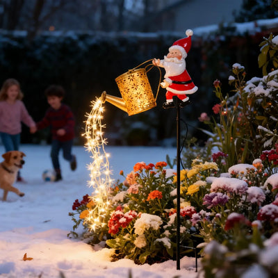 Lanterne Solaire Père Noël Arrosoir LED à Suspendre Jardin