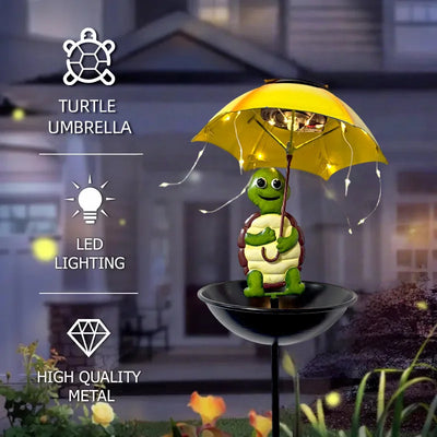 Statue Solaire Animaux Parapluie Lumineux avec Mangeoire