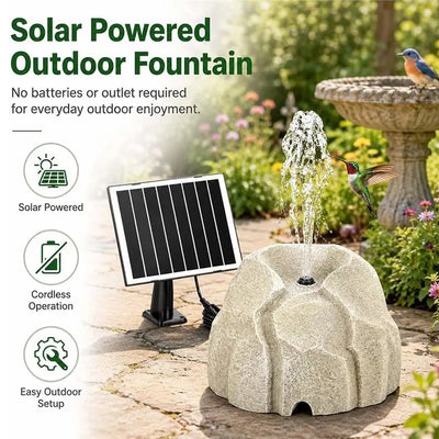 Fontaine Solaire Rocher 7 W Effet Pierre pour Jardin