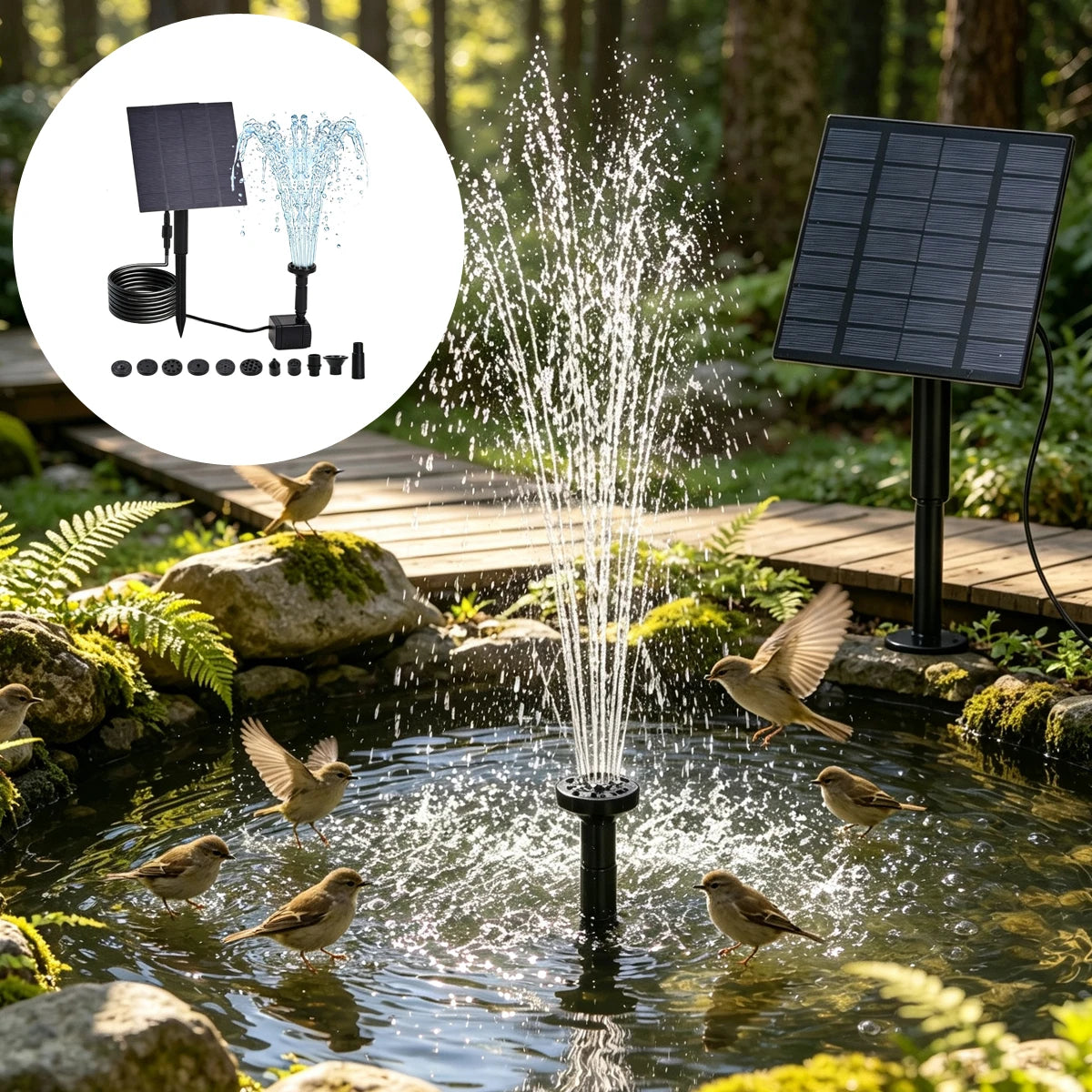 Grande Fontaine Solaire sur Support Orientable pour Bassin