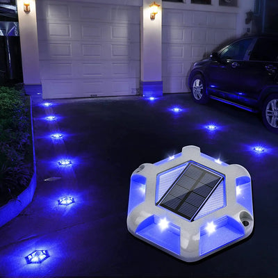 Lampe Solaire 6 LED Bleue Décorative Jardin Escaliers IP65