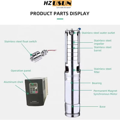 Pompe Solaire de Forage Submersible 10 CV 2 Pouces Irrigation