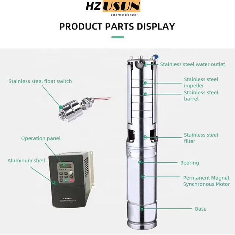 Pompe de Forage Solaire 10 CV Submersible 2 Pouces Irrigation