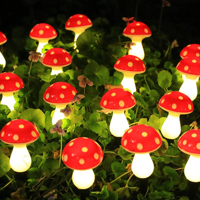 Guirlande Solaire Champignon Rouge Extérieur pour Jardin