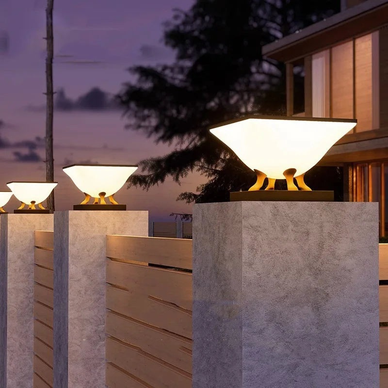 Lampe Solaire de Pilier Moderne d'Extérieur