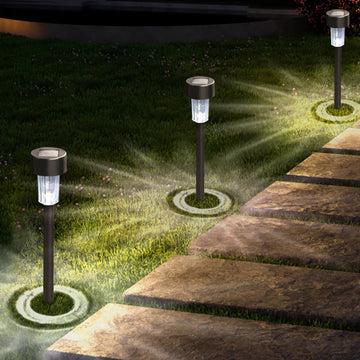 Balise Solaire Inox à Planter Éclairage d'Allée de Jardin