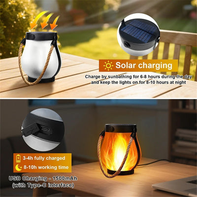 Lampe Torche Solaire 22 LED Flamme Vacillante Étanche Jardin
