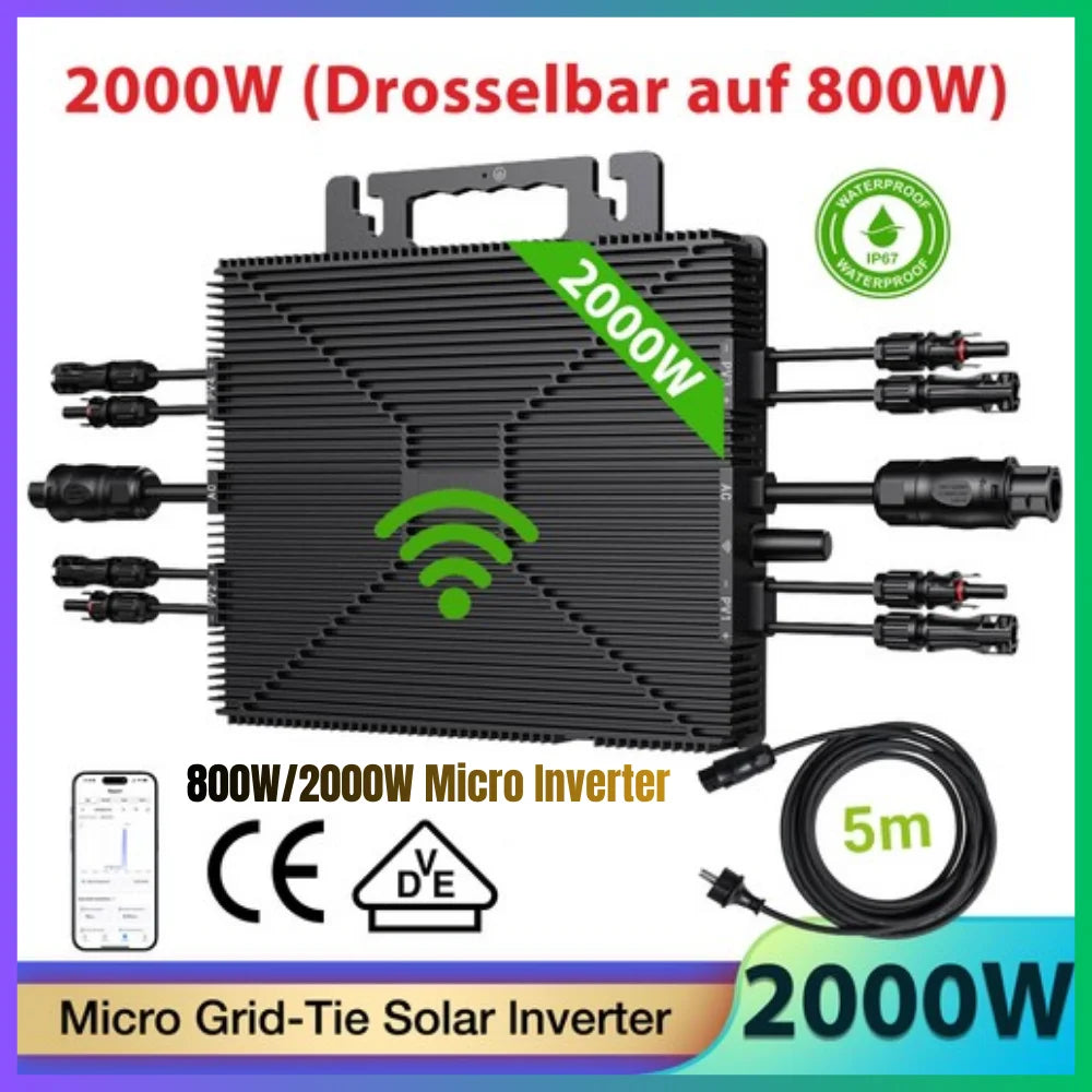 Micro-Onduleur Solaire 800W-2000W WiFi IP67