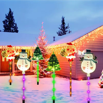 Kit Solaire Noël 6 en 1 Père Noël Sapin et Renne pour Pelouse