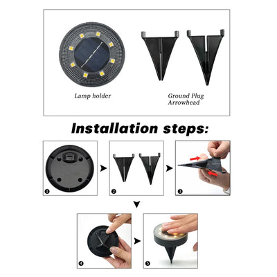 Spot Solaire Enterré LED Disque Étanche Jardin Pont Pelouse