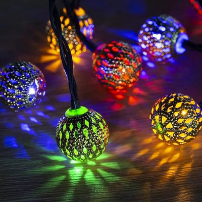 Guirlande Solaire Extérieur Boules Marocaines 20 à 50 LED