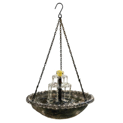 Fontaine Solaire Cascade Suspendue Bol en Verre pour Oiseaux