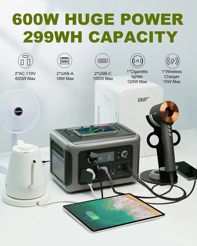 Station d'Énergie Solaire Portable 600W 299Wh