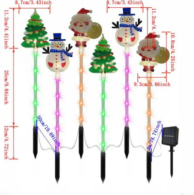Piquet Solaire Noël Lot de 6 Père Noël Sapin et Bonhomme