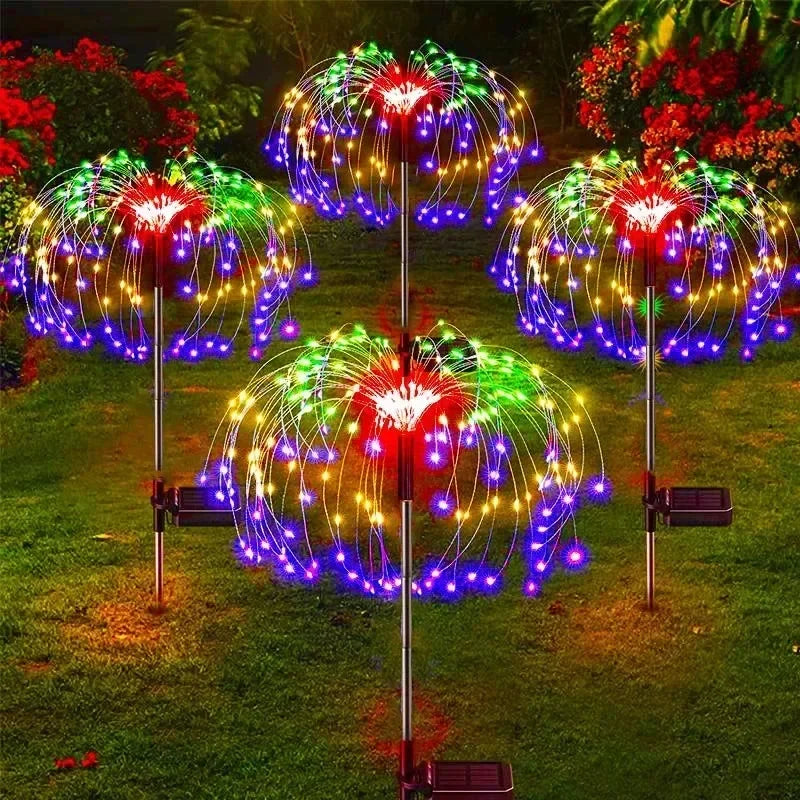 Lampe Solaire Extérieur Feu d'Artifice 60 LED Pissenlit