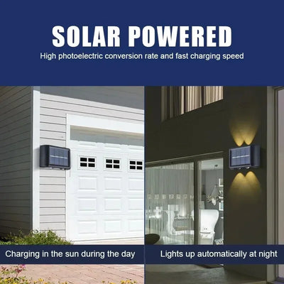 Applique Solaire Murale 12 LED Haut et Bas pour Balustrade