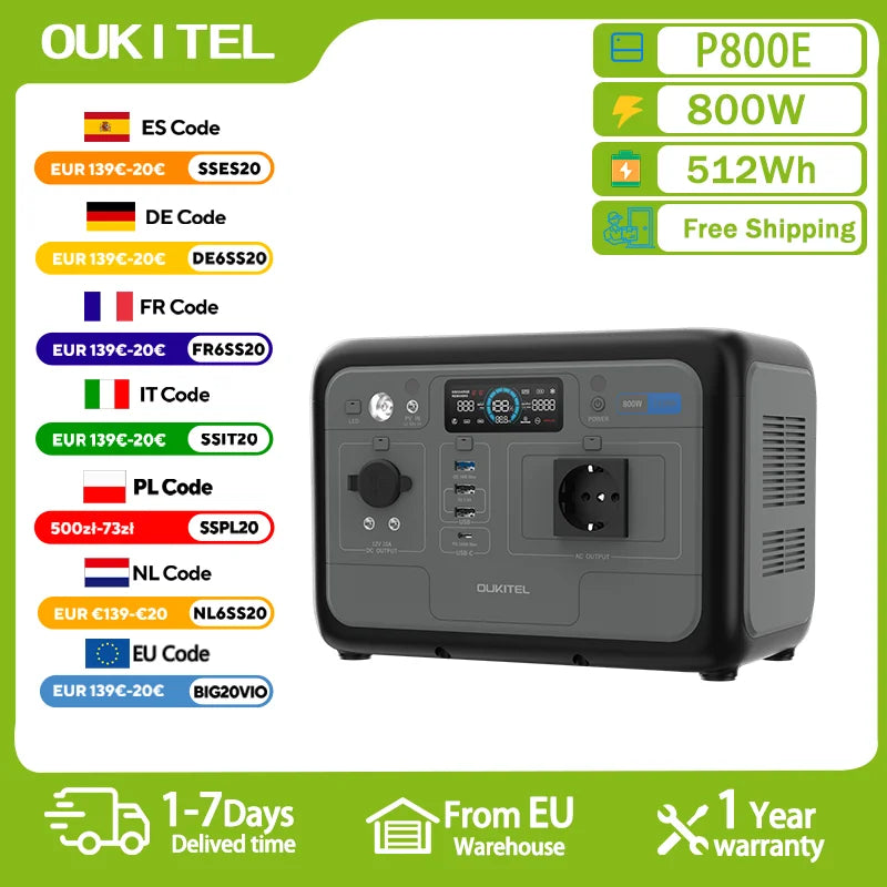 Générateur Solaire 800W 512Wh Portable Camping