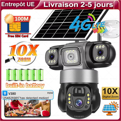 Caméra Solaire 4G 3 Objectifs PTZ Extérieure