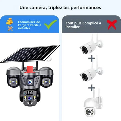 Caméra Solaire 4G PTZ Triple Objectif Extérieure