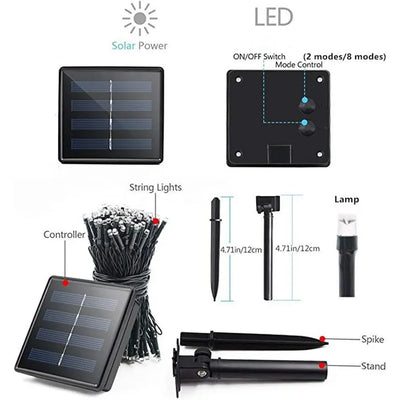 Guirlande Solaire LED Étanche 8 Modes de 7 à 32 m