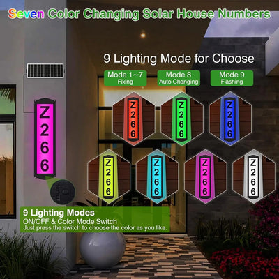 Numéro de Maison Solaire LED Étanche Plaque Adresse Extérieure