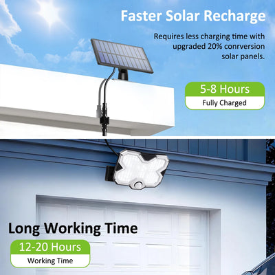 Lampe Murale Solaire 180 LED 3 Modes IP65 Panneau Séparé