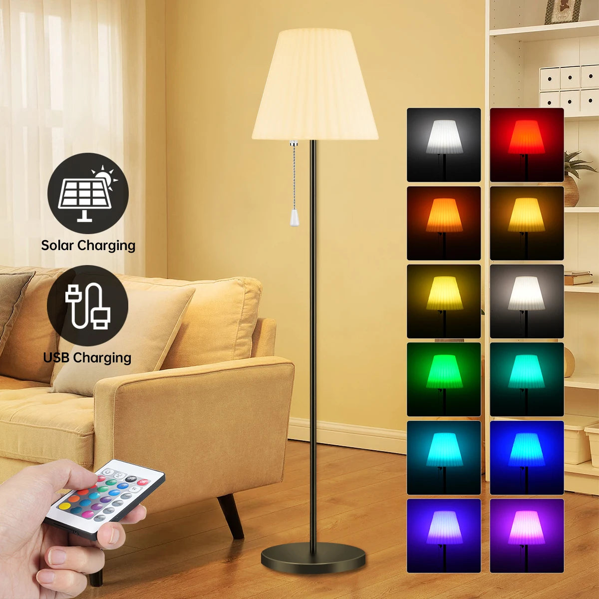 Lampadaire solaire extérieur sans fil pour jardin