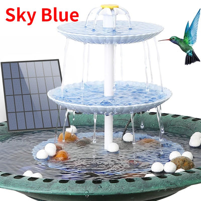 Fontaine Solaire Bain d'Oiseaux 3 Niveaux