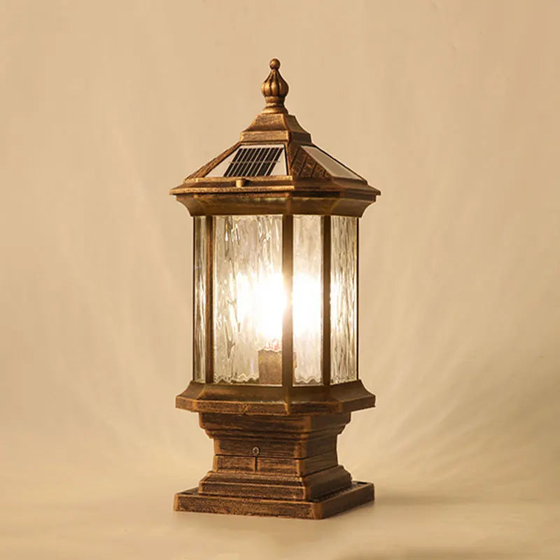 Borne solaire de pilier LED en aluminium de style antique