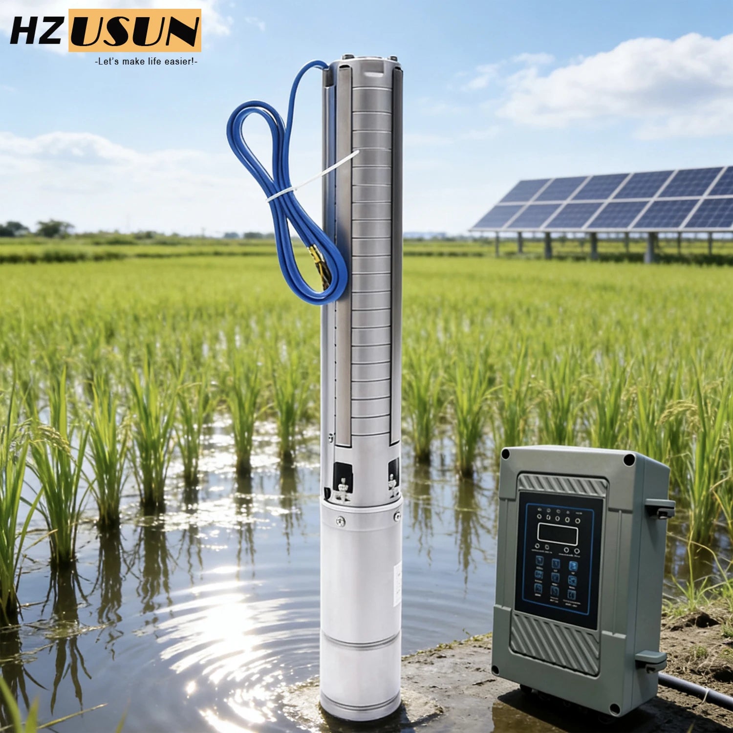 Kit Pompe Solaire Submersible Forage 2HP avec Onduleur