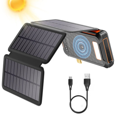 Power Bank Solaire 26800mAh Sans Fil 4 Câbles