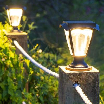 Borne Solaire de Pilier LED Étanche Jardin