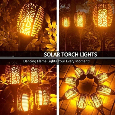 Torche Solaire Effet Flamme Jardin Extérieur Étanche