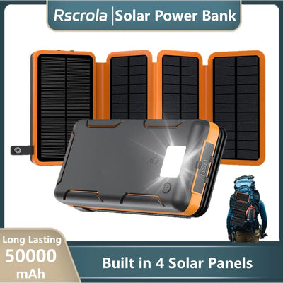 Power Bank Solaire Pliable 50000mAh 4 Panneaux