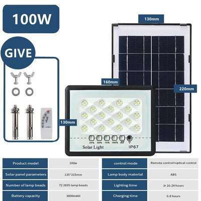 Projecteur Solaire Extérieur Super Lumineux 300W