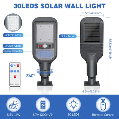 Lampe Solaire Détecteur Mouvement Télécommande 3 Modes Sécurité