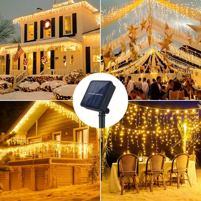 Guirlande Solaire Gouttelettes LED Escalier et Toiture Noël