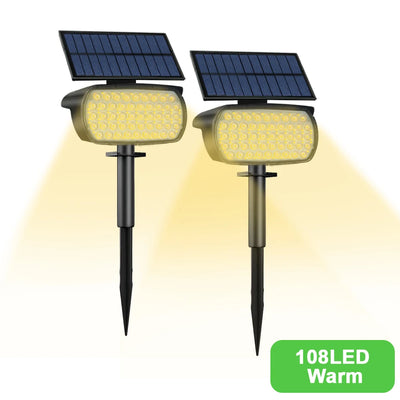Spot Solaire Jardin 108 LED Projecteur Paysage Extérieur