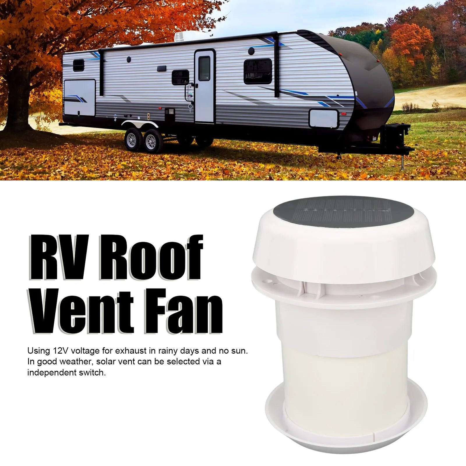 Ventilateur Solaire de Toit Silencieux pour Camping-Car